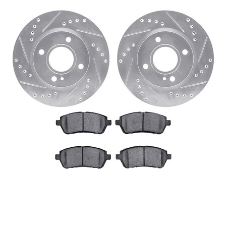 Dynamic Friction Co 7302-54197, Rotors-Drilled and Slotted-Silver with 3000 Series Ceramic Brake Pads, Zinc Coated 7302-54197